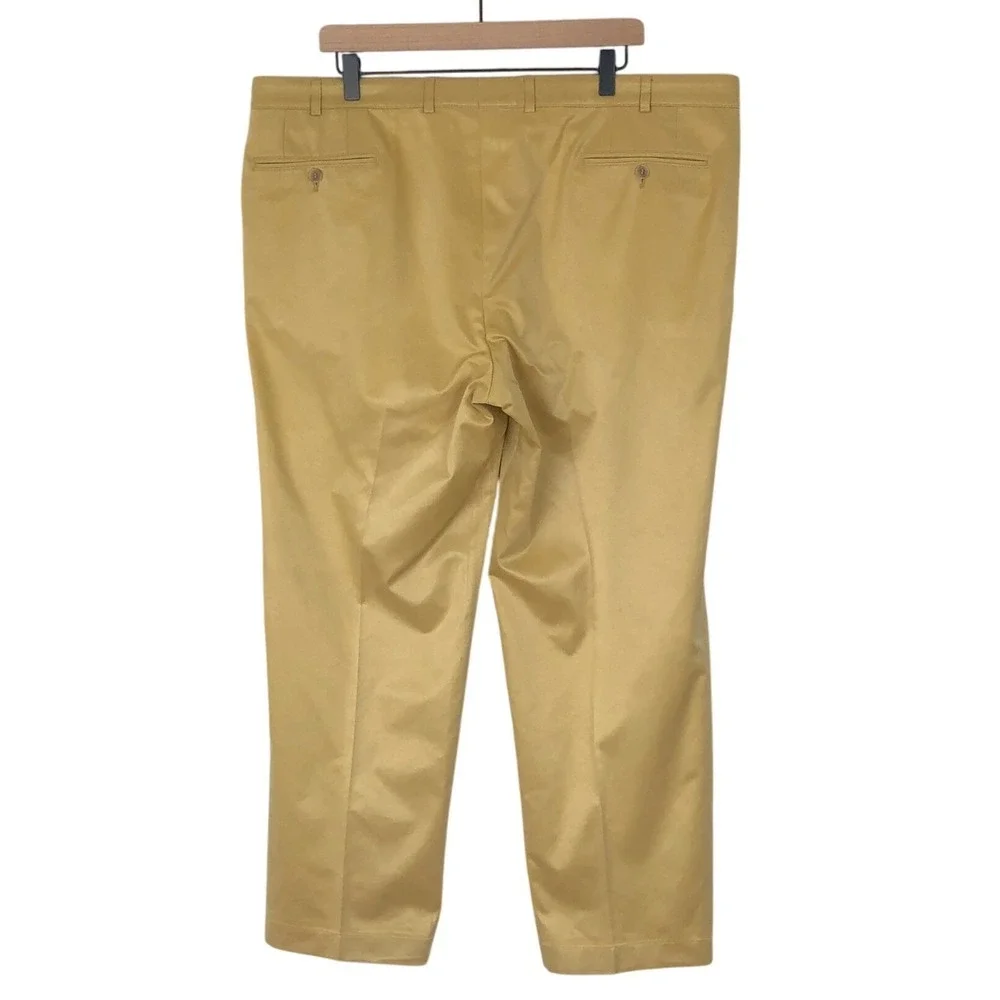 HILTL Luxury Comfort Cotton Dress Pants Men's Sz 40x27 Yellow Gold Flat Stretch